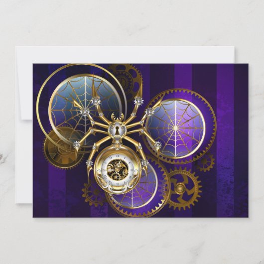 Steampunk Spider im Lila Hintergrund Save The Date (Vorderseite)