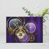 Steampunk Spider im Lila Hintergrund Save The Date (Stehend Vorderseite)