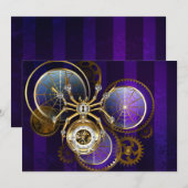 Steampunk Spider im Lila Hintergrund Save The Date (Vorne/Hinten)
