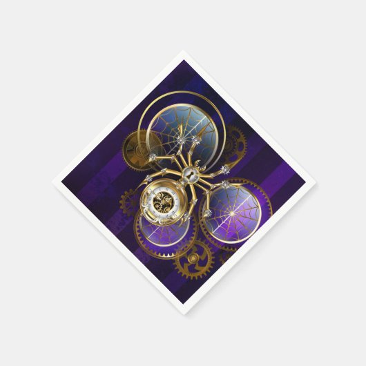 Steampunk Spider im Lila Hintergrund Serviette (Ecke)