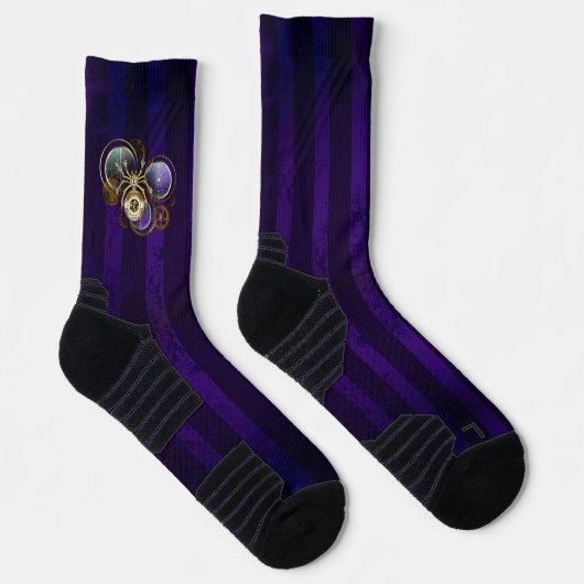 Steampunk Spider im Lila Hintergrund Socken (Rechts)