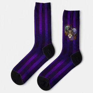 Steampunk Spider im Lila Hintergrund Socken