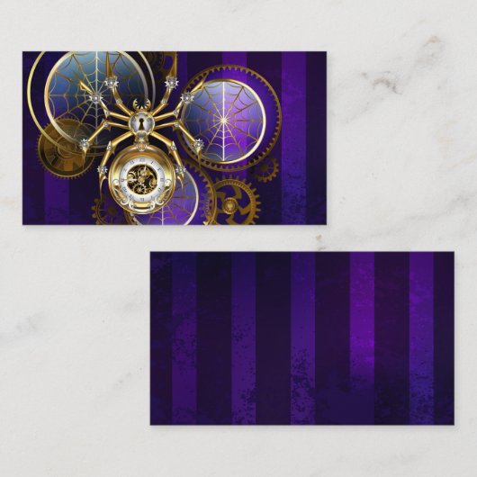 Steampunk Spider im Lila Hintergrund Telefonnummerkarte (Vorne/Hinten)
