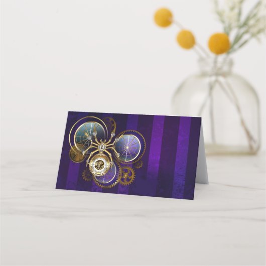 Steampunk Spider im Lila Hintergrund Terminkarte (Vorderseite)