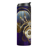 Steampunk Spider im Lila Hintergrund Thermosbecher (Nach links gedreht)