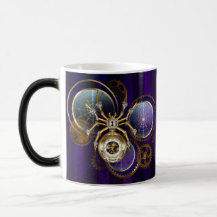 Steampunk Spider im Lila Hintergrund Verwandlungstasse