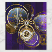 Steampunk Spider im Lila Hintergrund Weinetikett (Einzelnes Label)