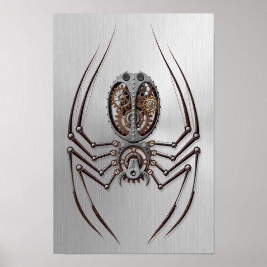 Steampunk Spider mit Edelstahleffekt Poster (Vorne)