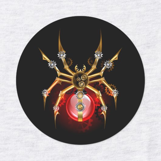 Steampunk spider on black etiketten (Design 2)