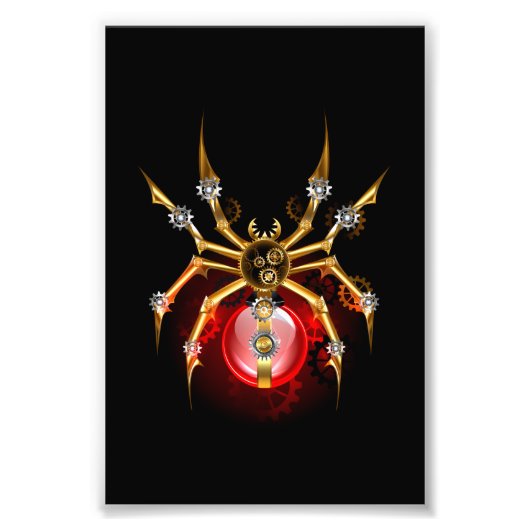 Steampunk spider on black fotodruck (Vorne)