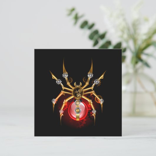 Steampunk spider on black karte (Stehend Vorderseite)
