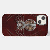 Steampunk Spider on Deep Red iPhone Hülle (Rückseite (Horizontal))