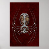 Steampunk Spider on Deep Red Poster (Vorne)