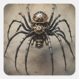 Steampunk Spider Quadratischer Aufkleber