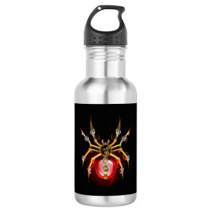 Steampunk-Spinne auf Schwarz Edelstahlflasche