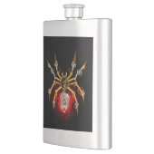 Steampunk-Spinne auf Schwarz Flachmann (Links)