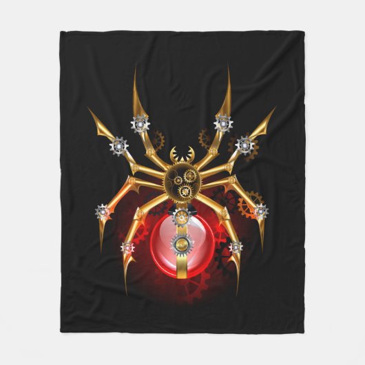 Steampunk-Spinne auf Schwarz Fleecedecke (Vorderseite)
