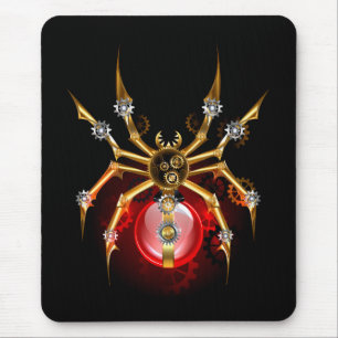 Steampunk-Spinne auf Schwarz Mousepad