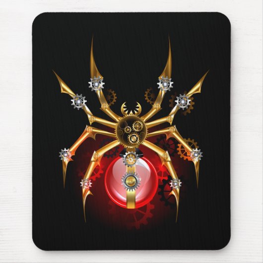 Steampunk-Spinne auf Schwarz Mousepad (Vorne)