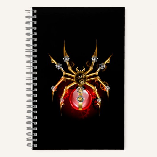Steampunk-Spinne auf Schwarz Notizblock (Vorderseite)