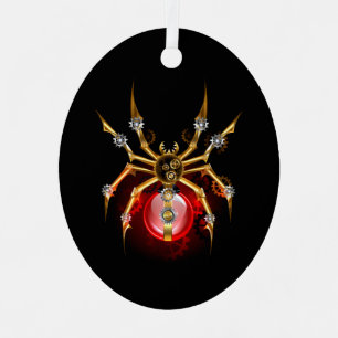 Steampunk-Spinne auf Schwarz Ornament Aus Metall