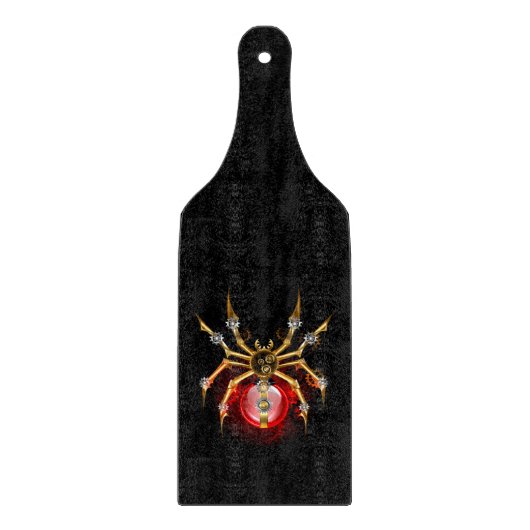 Steampunk-Spinne auf Schwarz Schneidebrett (Vorderseite)