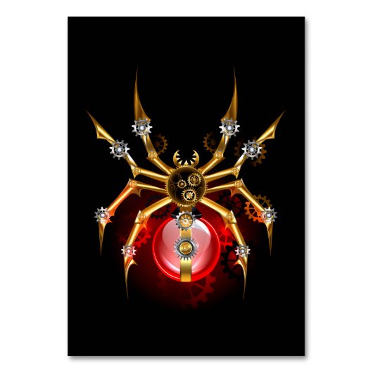 Steampunk-Spinne auf Schwarz Tischnummer (Vorderseite)