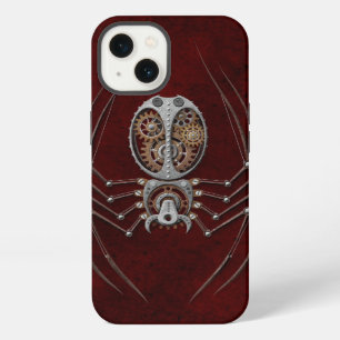 Steampunk-Spinne auf Tiefrot iPhone 13 Hülle