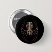 Steampunk Spinne, schwarzer Hintergrund Button (Vorne & Hinten)