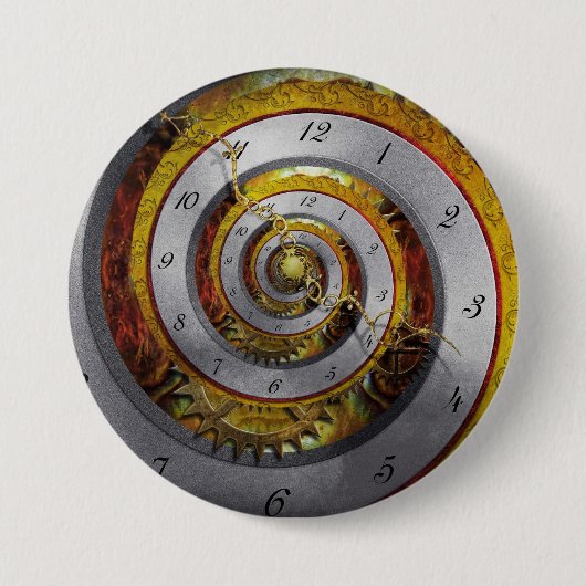 Steampunk - Spirale - Unendliche Zeit Button (Vorderseite)