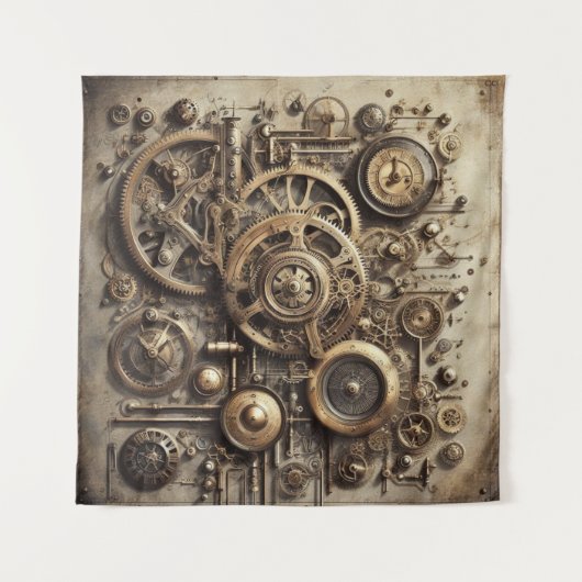 Steampunk Sprockets Tapestry Wandteppich (Vorderseite (Horizontal))