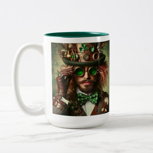 Steampunk St. Patrick Zweifarbige Tasse (Links)
