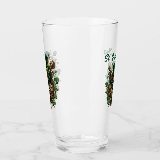 Steampunk St Patrick's Day Drink Up Glas (Links)