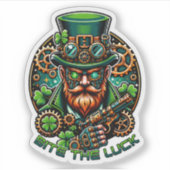 Steampunk St. Patrick's Day Leprechaun Aufkleber (Vorderseite)