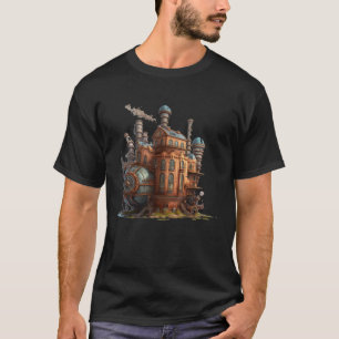 Steampunk-Stadt Retro-Sci-Fi Mechanisches Zahnrad T-Shirt