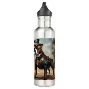 Steampunk Staffordshire Bull Terrier, Edelstahlflasche