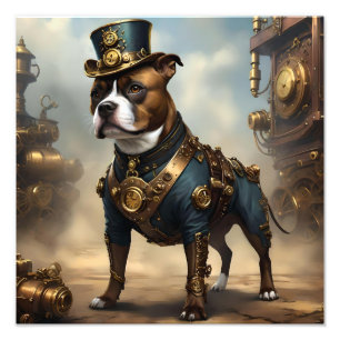Steampunk Staffordshire Bull Terrier, Fotodruck