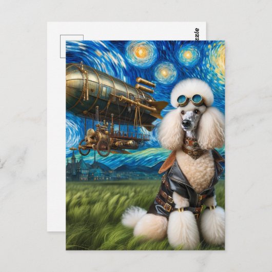 Steampunk Standard Poodle Postkarte (Vorne/Hinten)