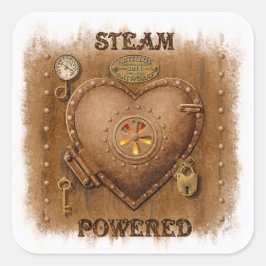 Steampunk-Steam-Heart-Aufkleber Quadratischer Aufkleber
