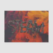 Steampunk Steam Lettering Amid Flames Seidenpapier (Vorderseite)