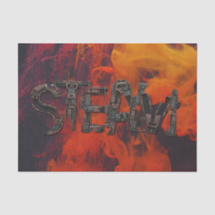 Steampunk Steam Lettering Amid Flames Seidenpapier