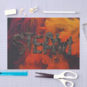 Steampunk Steam Lettering Amid Flames Seidenpapier (Handwerk)