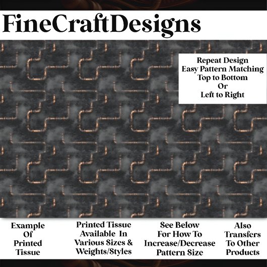 Steampunk-Steam & Pipes Dark Muster BN7 Decoupage Seidenpapier