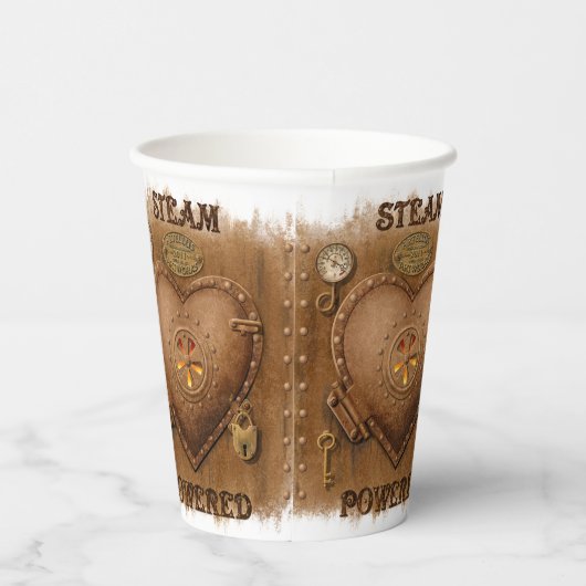 Steampunk Steam Powered Heart Pappbecher (Rechts)