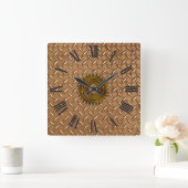 Steampunk Steel-plated Metal-look Wall Clock Quadratische Wanduhr (Zuhause)