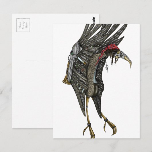Steampunk Stork Postkarte (Vorne/Hinten)