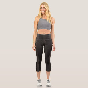 Steampunk striped brown background capri leggings
