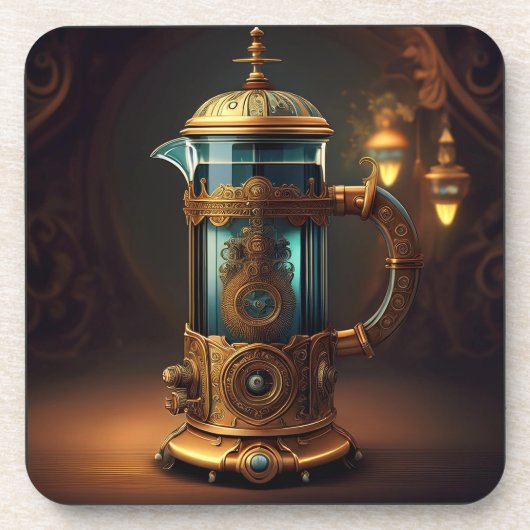 Steampunk Style French Press Getränkeuntersetzer (Vorderseite)
