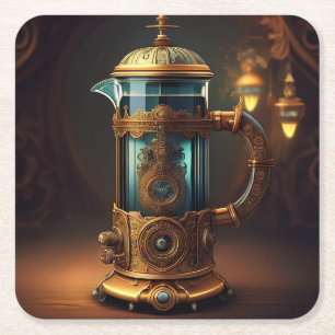 Steampunk Style French Press Rechteckiger Pappuntersetzer