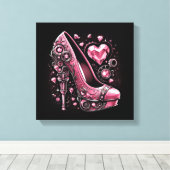 Steampunk Style Pink Stilettos Leinwanddruck (Insitu (Holzboden))